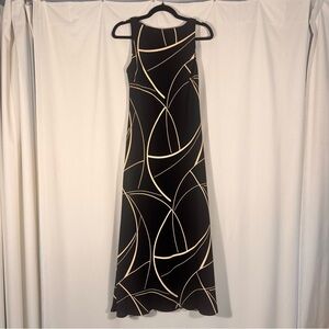 Vintage S.L. Fashions Black Abstract Print Maxi Dress